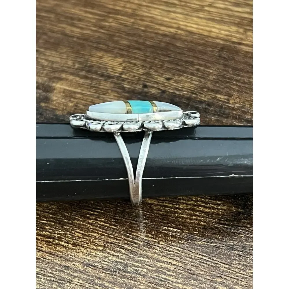 VTG Navajo Signed AT (Abel Toledo or Angie‎ Tom?) Sterling Silver Ring Sz 8.5